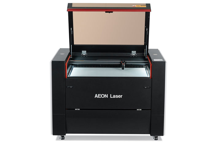 Aeon Nova10 S 吉林智慧人社网上办事大厅  Professional CO2 Laser Cutter and Engraver front overhead view with lid open